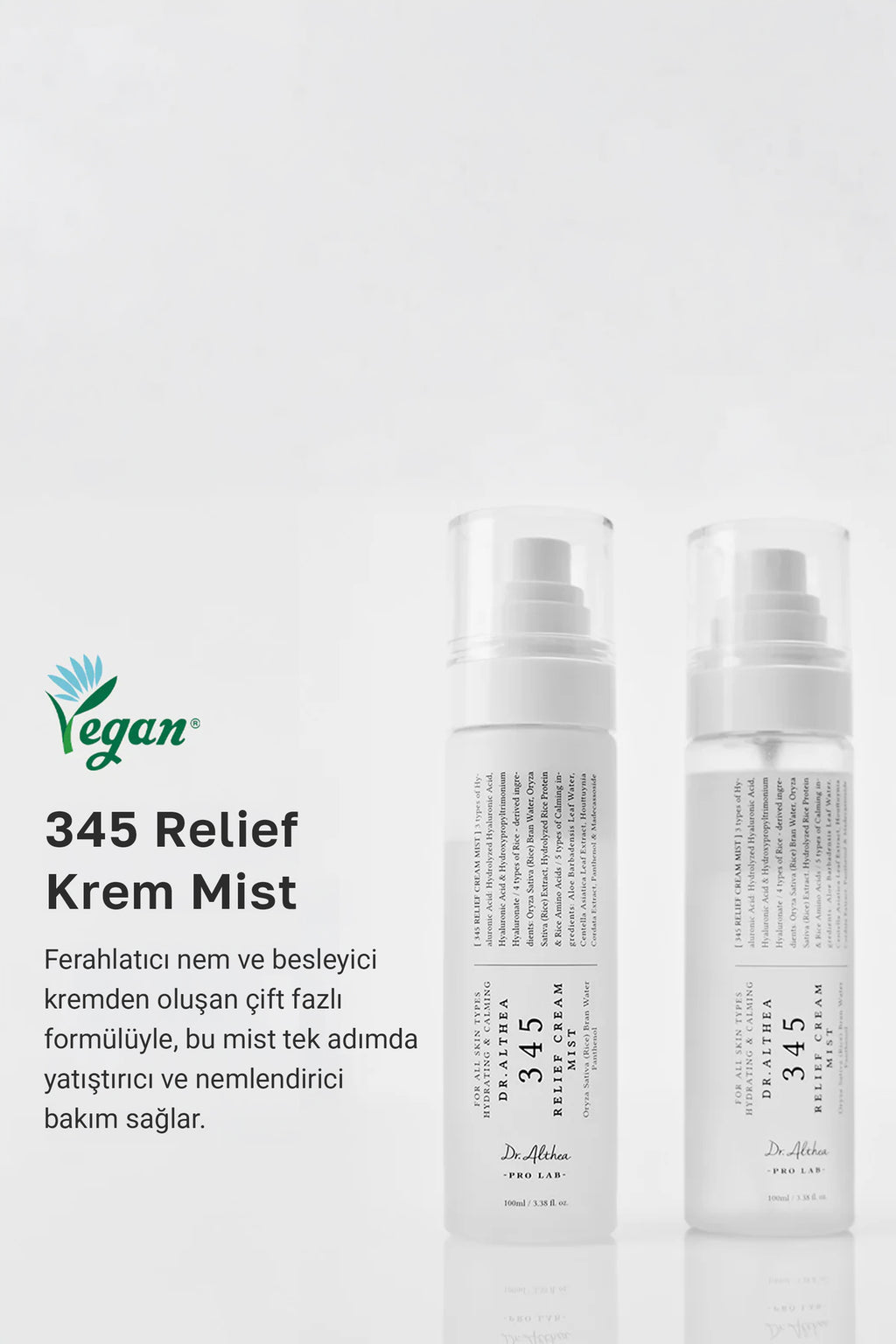 Yatistirici Nemlendirici Yuz Spreyi 100ml | Dr. Althea 345 Relief Cream Mist | Hassas Cilt Bakim
